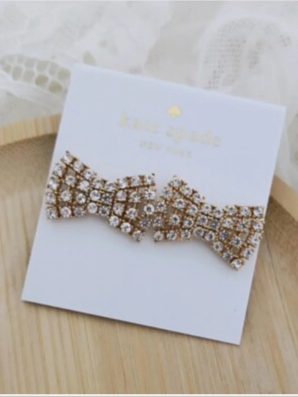 Kate Spade Sparkling Bow Stud Earrings Crystal Statement Studs